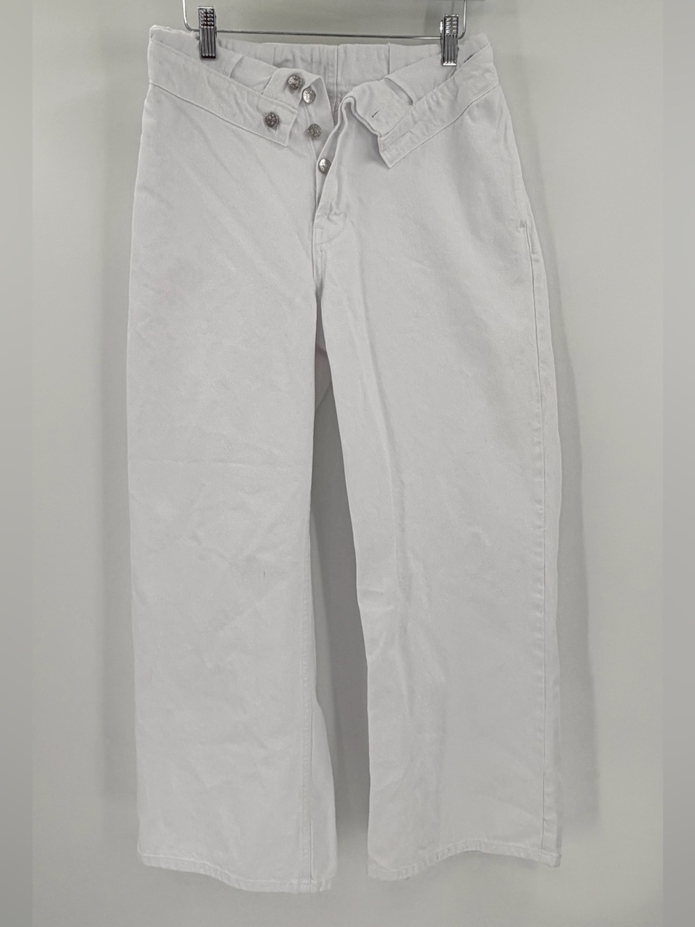 EB Denim White Foldover Wide Leg Jeans 27